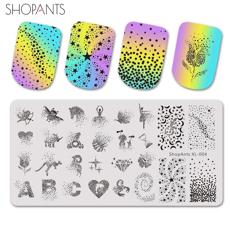 Sholants пластины для штамповки ногтей из нержавеющей стали точка звезда ABC Слова