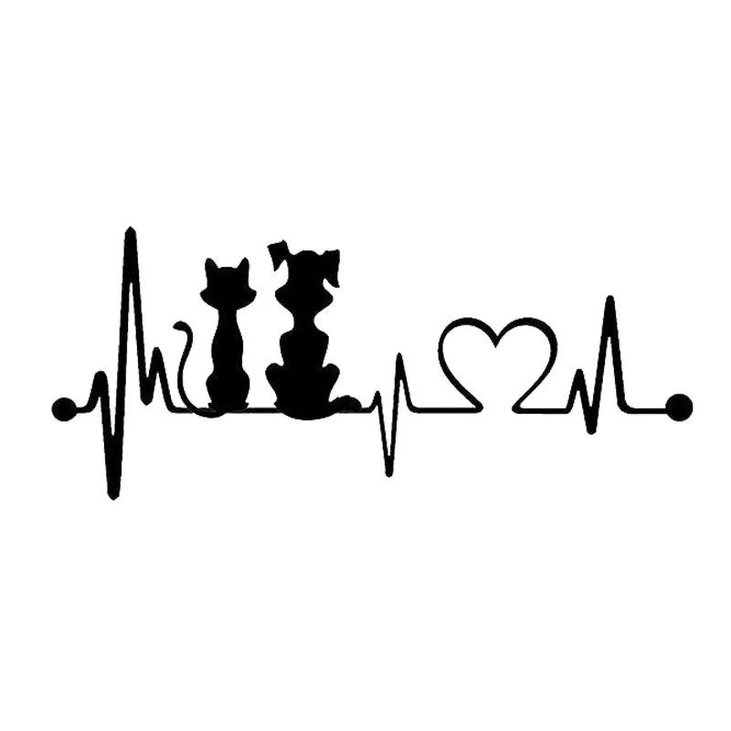 

Small Town Car Sticker 3D 19*8.2cm Dog & Cat Heartbeat Sticker On Car Funny Stickers and Decals Vinyl Car Styling For BMW E46