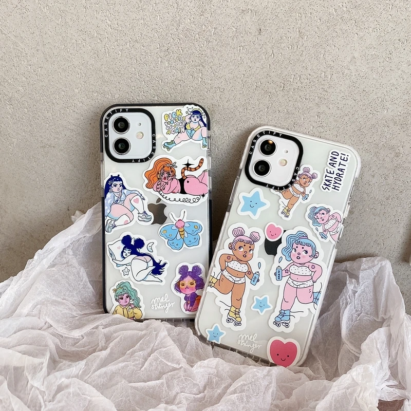 

INS Funny Cute Cartoon Fat Girl Phone Case For iPhone 13 12 11 Pro Max Mini XR X XS Max 7 8 Plus SE Cases Silicone Soft Cover