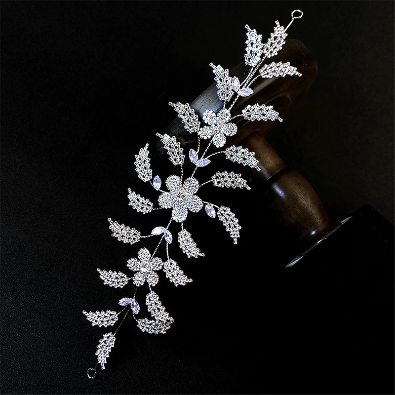 

Luxury Sliver Flower Crystal Wedding Hair Accessories Brilliant Bridal Flower Headpiece Women Bride Hair Ornaments Jewelry