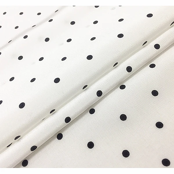 Белый фон длина волны Точка шелк креп де шин 100% шелковая ткань Классическая