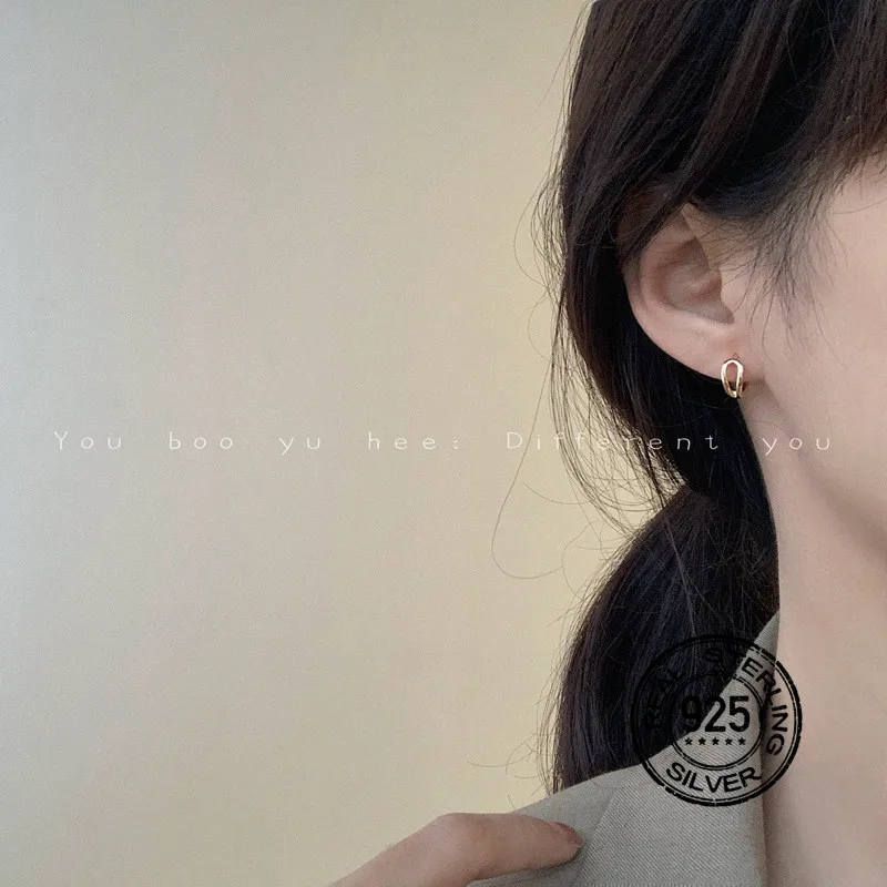 

925 Sterling Silver Earrings For Women Set Gold Hollow Geometric Simple Retro Fashion Romantic Girlfriend Gift Jewelry INEFFA