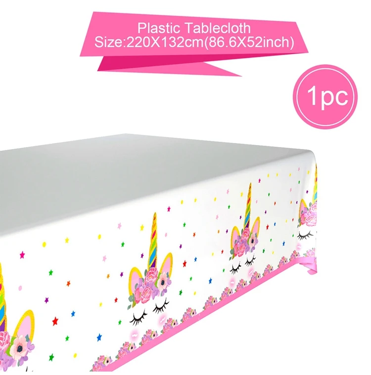 TableCloth 1pcs QIFU новая посуда с единорогом детская вечеринка дня рождения события одноразовые тарелки с единорогом салфетки чашки с единорогом принадлежности для дня рождения - Цвет: TableCloth 1pcs