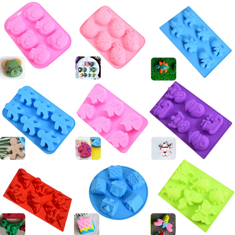 Динозавр яйцо медведь Дом Рождество Единорог Форма Силиконовые формы для