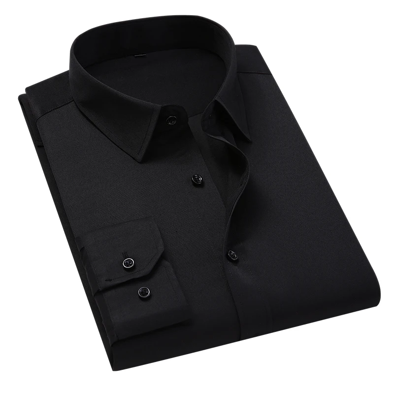 

Plus Size 5XL 6XL 7XL Men Solid Color Business Shirt Fashion Casual Slim White Long Sleeve Shirt Male Brand Clothes