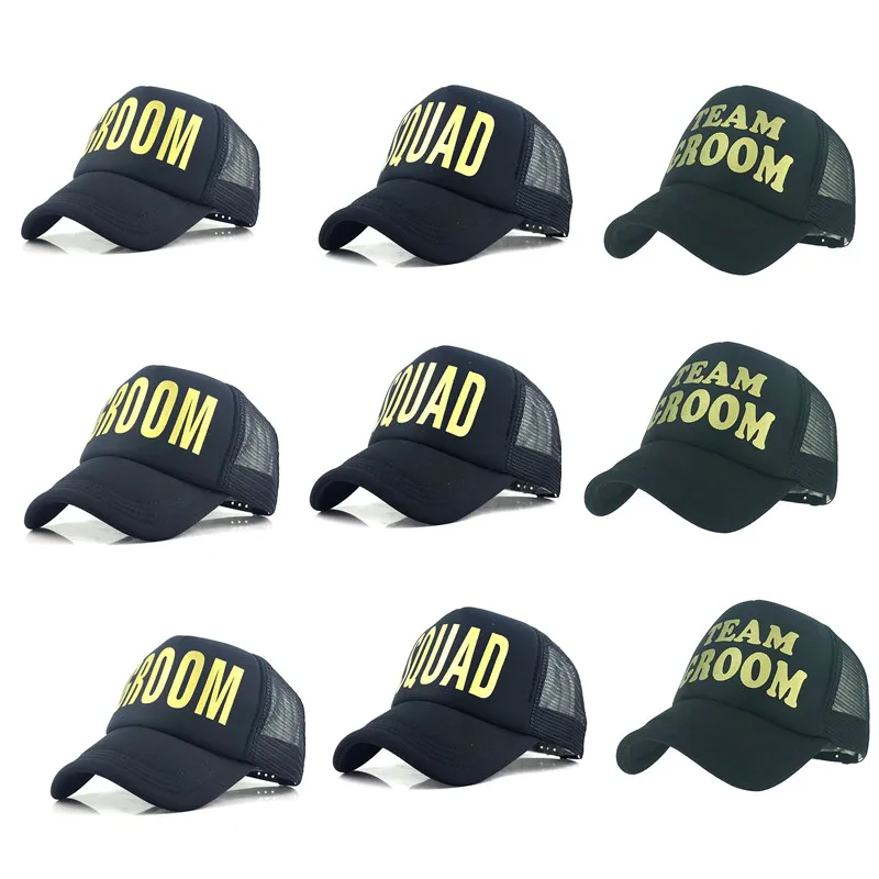

Golden Letters GROOM Squad Baseball Cap For Wedding Bridal Shower Best Man Engagement Bachelor Party Decoration Supplies