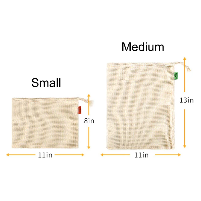 

Reusable Cotton Mesh Vegetable Storage Bag Cotton Mesh Vegetable Bags Produce Bag Kitchen Fruit Vegetable with Drawstring