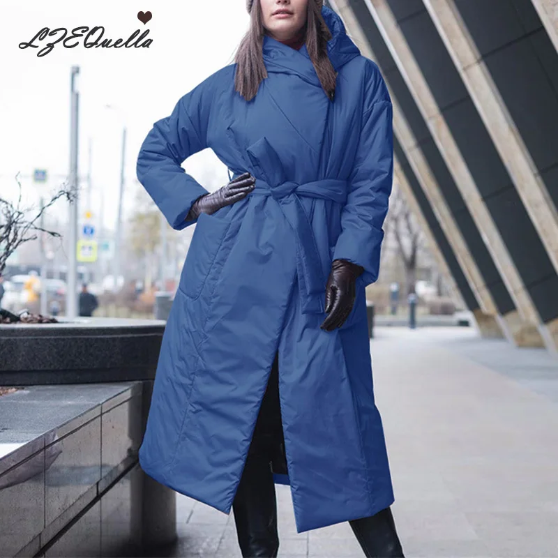 

Новинка 2021, осенне-зимняя женская куртка LZEQuella с карманами, хлопковые свободные парки, высококачественное теплое длинное пальто оверсайз, у...