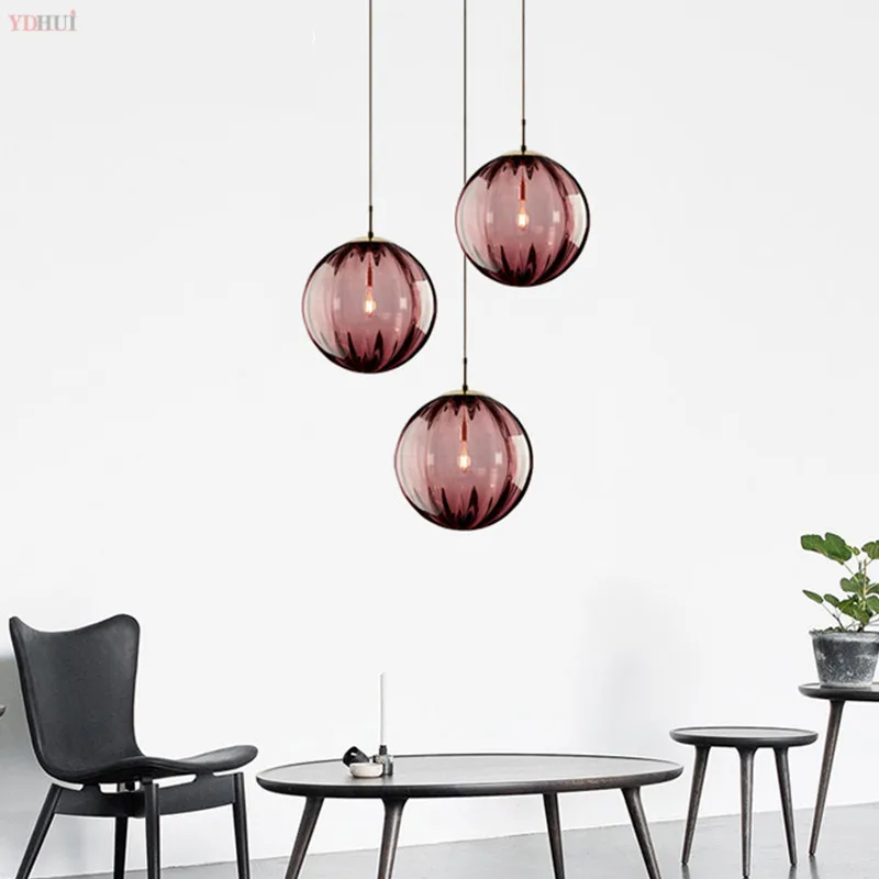 Современный светодиодный светильник светильники цветной стеклянный шар