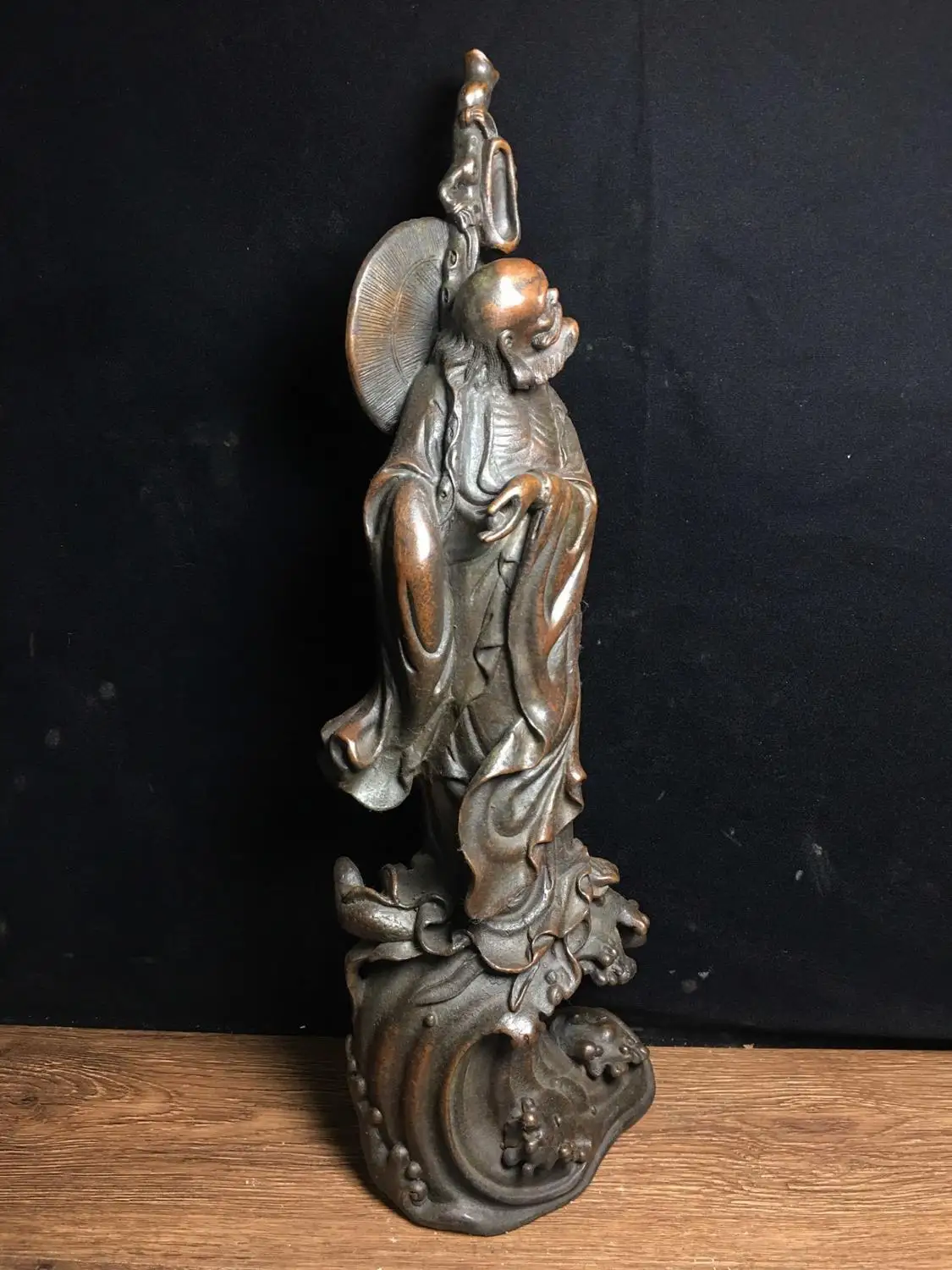 

Wedding Decoration 18" Tibet Buddhism Temple Purple Bronze Bodhidharma Bodhidharma South India Zen Buddhism Shi Tao Yu