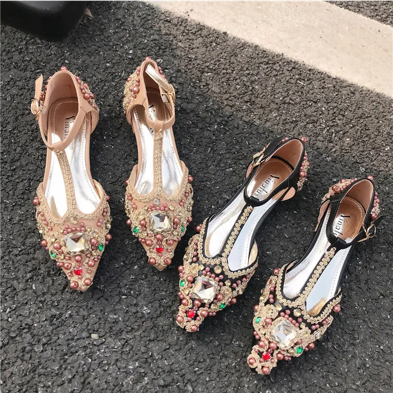 Женские Модные Великолепные туфли-лодочки на плоской подошве с ручной