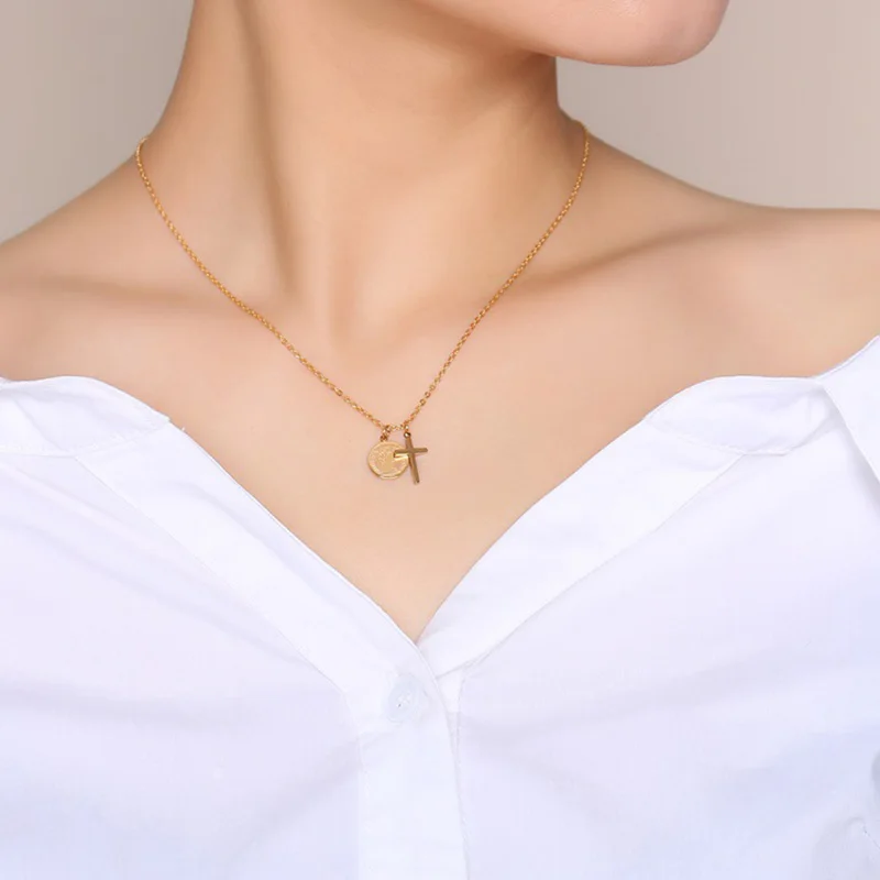 Женское Ожерелье из нержавеющей стали с подвеской-крестом | Украшения и