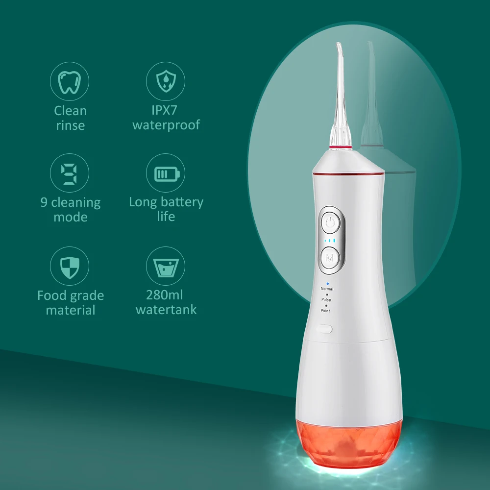 Oral Irrigator Dental USB Portable Water Jet Tooth Cleaner Mouth Washing Devices Teeth Cleaning Tool with 4 Nozzles Care | Бытовая