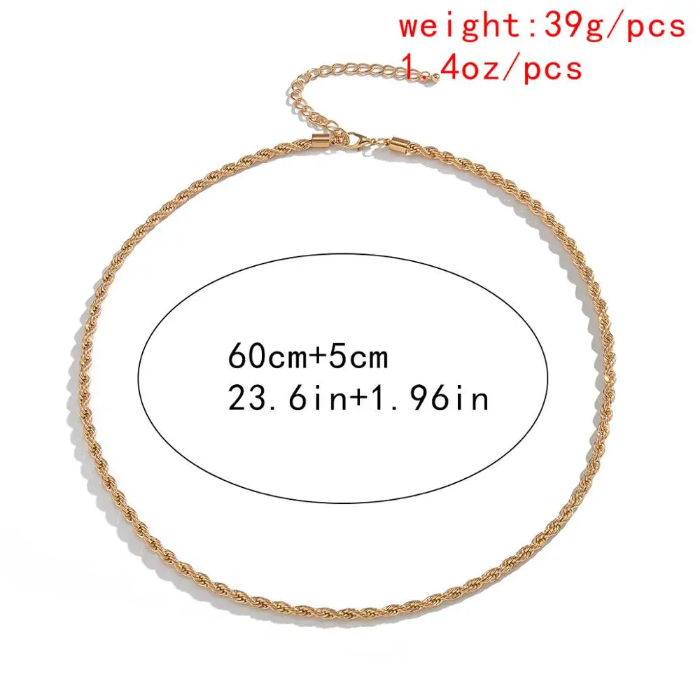 

Lacteo Hip Hop Miami Cuban Twist Chain Choker Necklace Jewelry for Women and Men Punk Simple Long Chain Necklace for Rapper