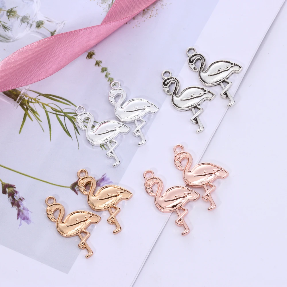 

10 pieces of 29*18 metal crafts flamingo animal charm DIY handmade bracelet necklace jewelry accessories