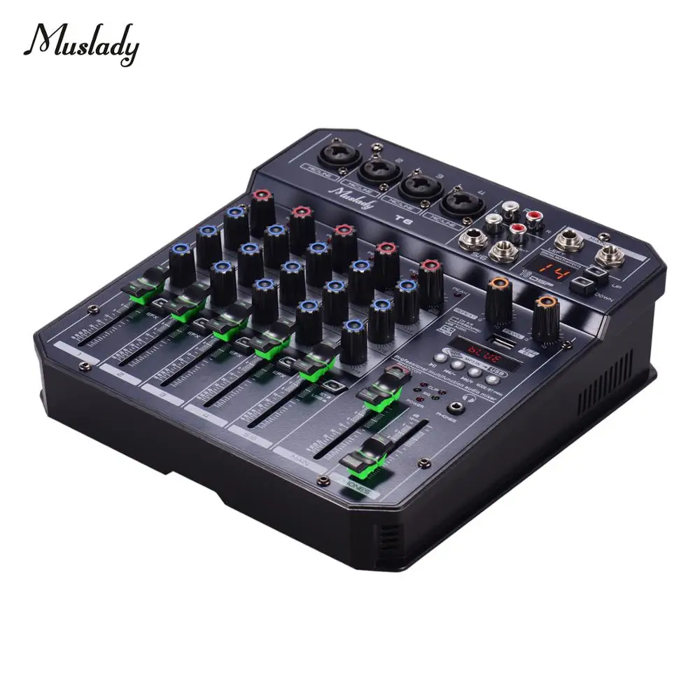 Muslady T6 6 ти канальный/4 канальный звуковая карта микшерный пульт звукомикшер