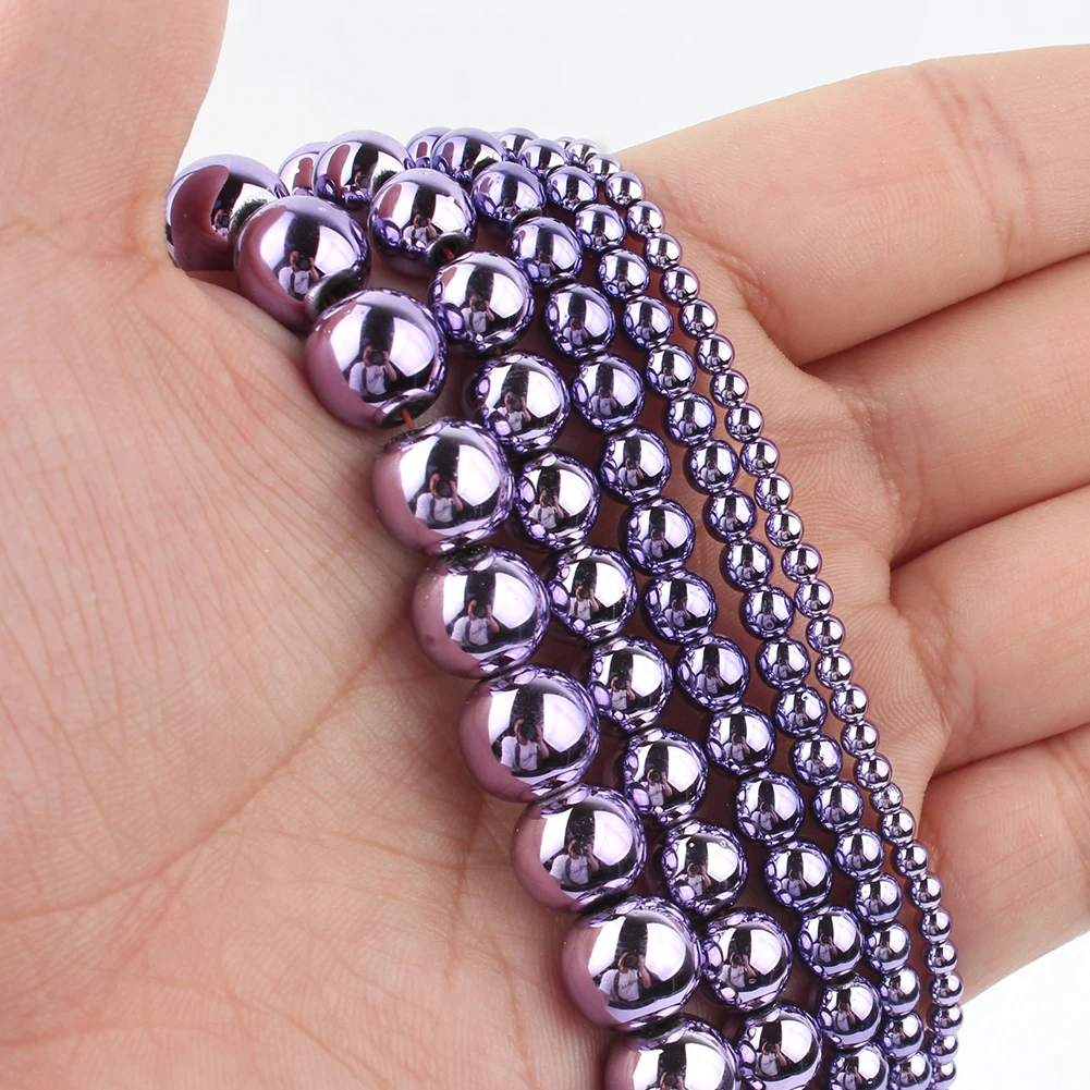 

Natural Hematite Stone 3/4/6/8/10mm Round Loose Spacer Beads for Jewelry Making DIY Charm Earrings Bracelet Necklace Accessories