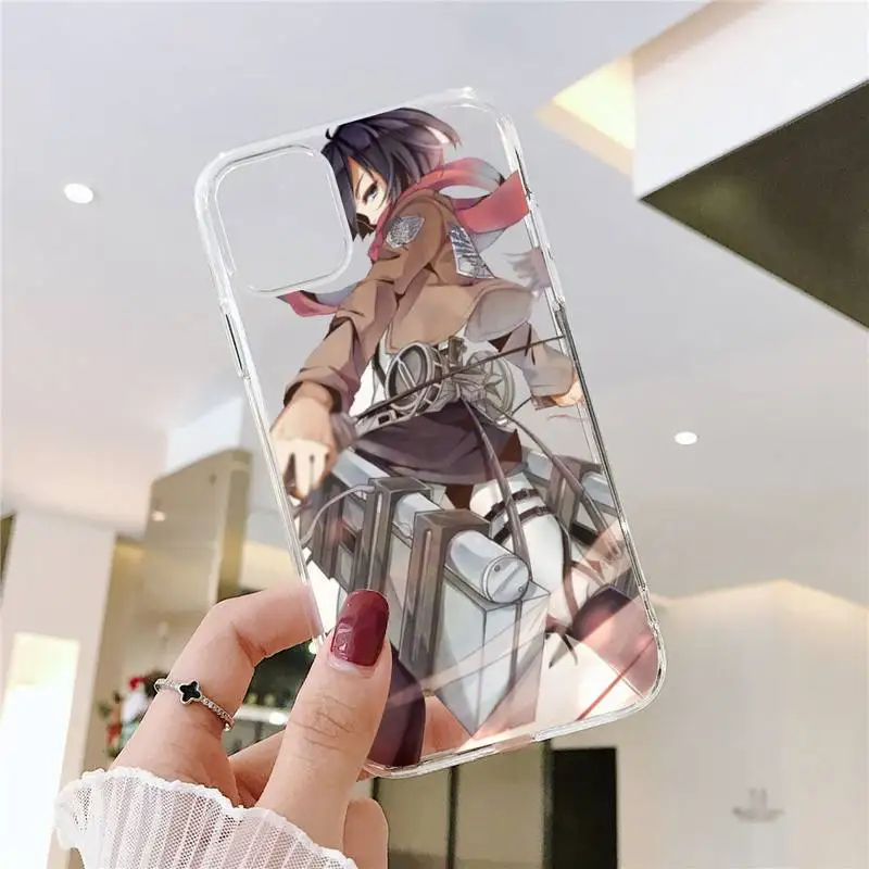 

attack on titan anime Phone Case Transparent Clear for iPhone 11 12 mini pro XS MAX 8 7 6 6S Plus X 5S SE XR 2020