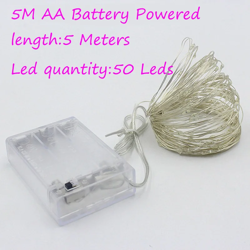 5M 50LED AA Battery 6 м/11 м/21 м/31 м светодиодный уличный солнечный светильник светодиодный s струнные огни сказочная Праздничная Рождественская вечеринка гирлянда Солнечный сад водонепроницаемый свет - Испускаемый цвет: 5M 50LED AA Battery