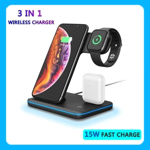 multifunctional wireless charger three in one charging base for iphone android phone watch headset free global shipping