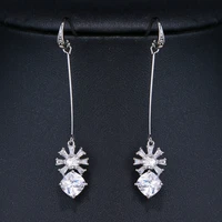 be8 korean style long dangle earrings statement charm aaa cubic zirconia wedding party earring earring wholesale ae71