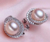 noble jewelry pretty 10 11mm natural south sea gold pink pearl stud earring 925s