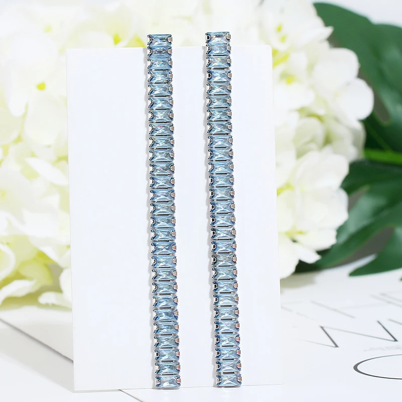 Очень девушки 92 мм длинные прямоугольные AAA циркон висячие серьги много цветов на