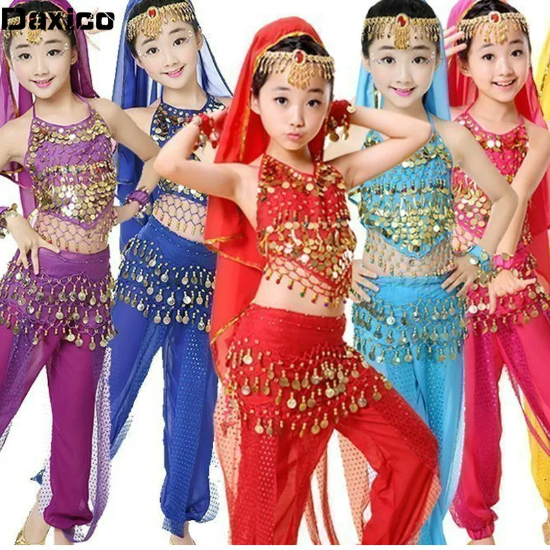 Индийские танцевальные костюмы для девочек детская одежда танца живота в