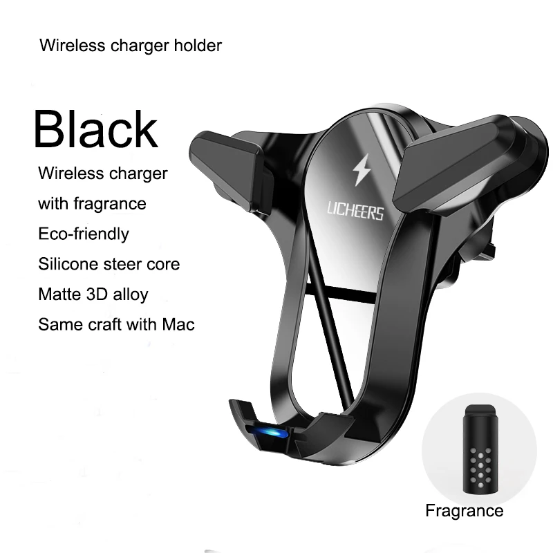 Charging Type Black 10 Вт Qi беспроводной держатель для автомобильного зарядного устройства для iPhone XS X 8 Быстрая зарядка для автомобильный держ - Тип штекера: Charging Type Black