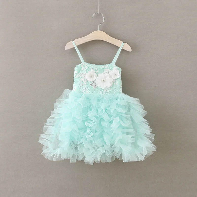 New Girls Dresses Kids Pink Tulle Layered Tutu Lace with 3D Flowers Children Princess Party | Детская одежда и обувь
