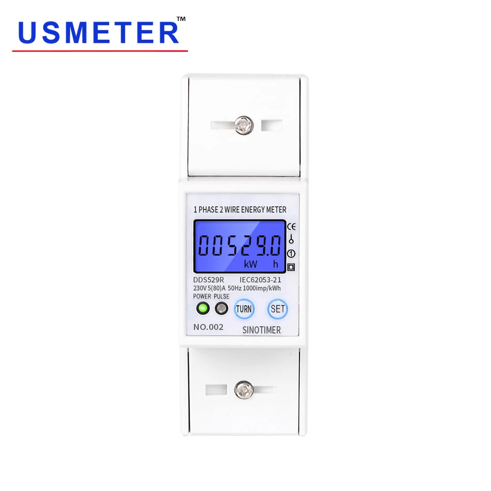 DDS529R однофазный 2P lcd цифровой с подсветкой 230V измеритель мощности в счетчиках энергии Modbus ваттметр RS485 5(80) A