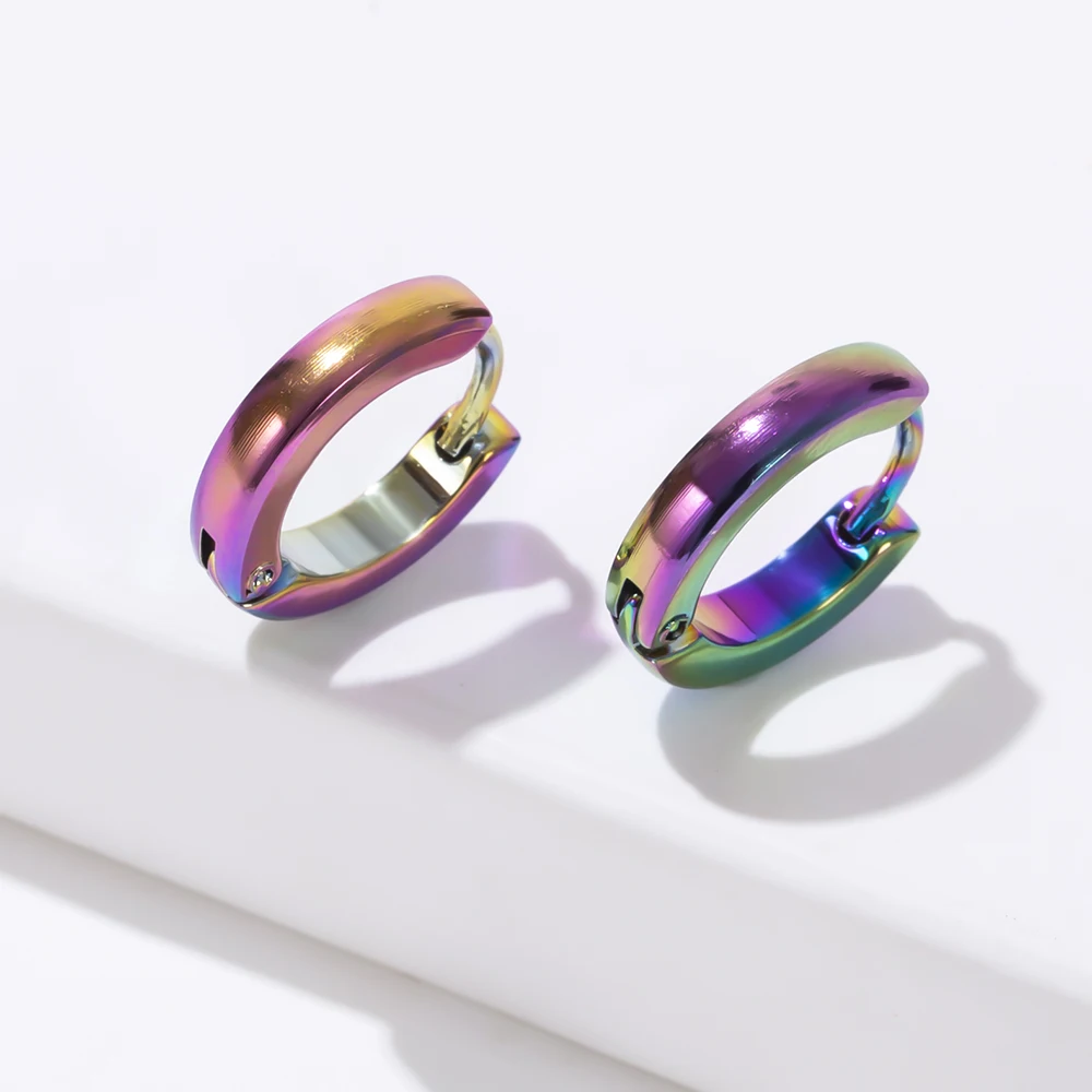 

Серьги-кольца ESSFF из нержавеющей стали с гладкой поверхностью для мужчин и женщин, маленькие красочные украшения в стиле унисекс, рок, ювели...