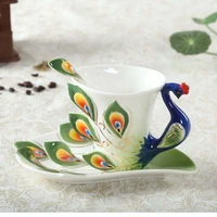 porcelain peacock coffee cup tableware creative personality mark chinese elegant fashion ceramic
