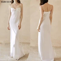 kaunissina simple wedding dresses spaghetti straps sleeveless long summer beach wedding gowns for bride white marriage dress