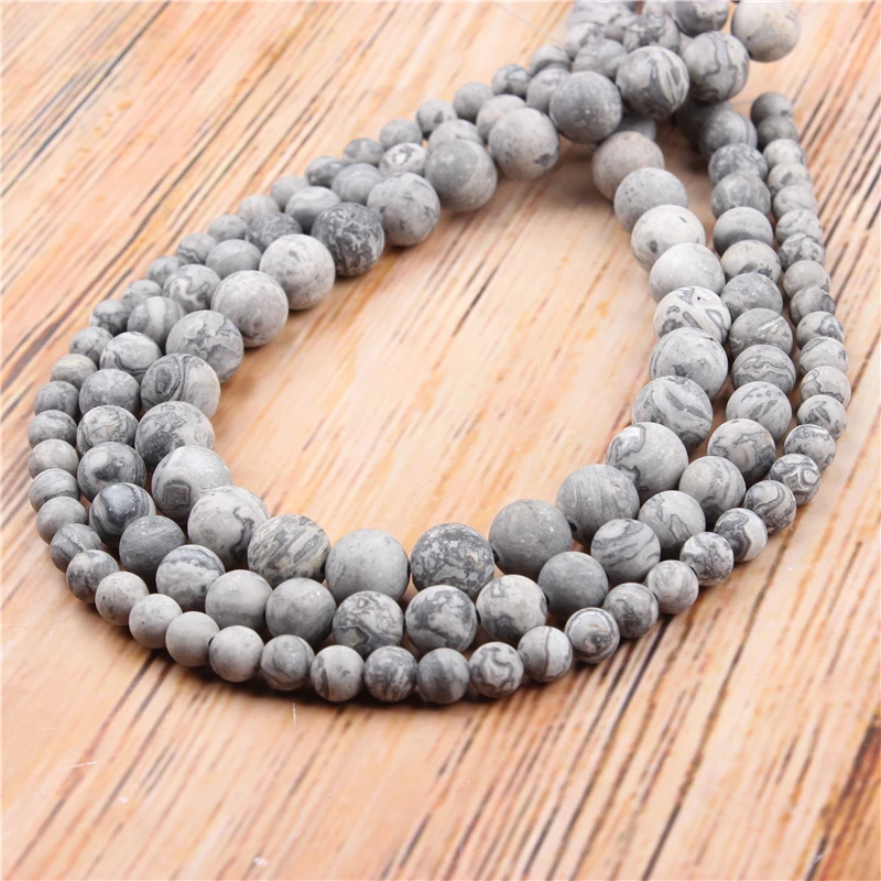 

Wholesale Frosted Map Stone 4/6/8/10 / 12mm Natural Stone Loose Beads Jewelry Bracelet Necklace Make