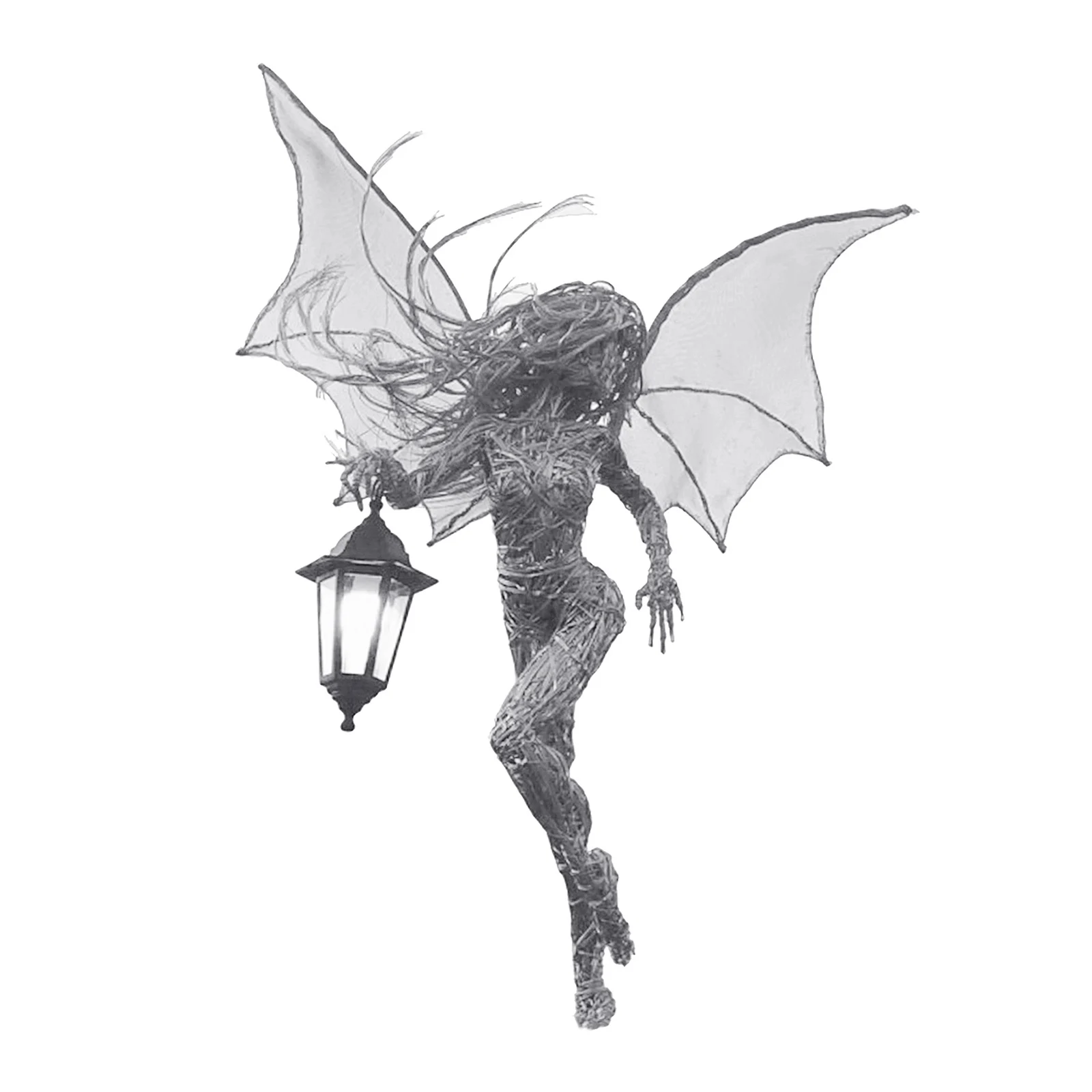 

Garden Angel Statue with Lantern Solar LED Light Decorative Yard Patio Hanging Ornament Resin Sculpture Decoration