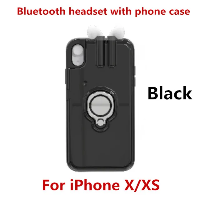 Black For iP X XS Модный беспроводной Bluetooth наушник чехол для телефона для iPhone 6 6x7 8 Plus Bluetooth ушной чехол для телефона s для iPhone XS MAX XR X Чехол - Цвет: Black For iP X XS