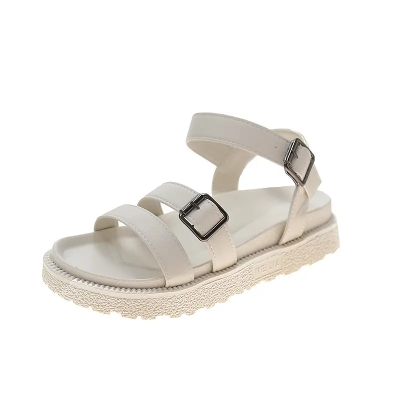 

Roman Sandals Fashion Womens Shoes 2021 Open Toe Med Clogs With Heel Suit Female Beige Gladiator Luxury Peep Medium Thick Summer