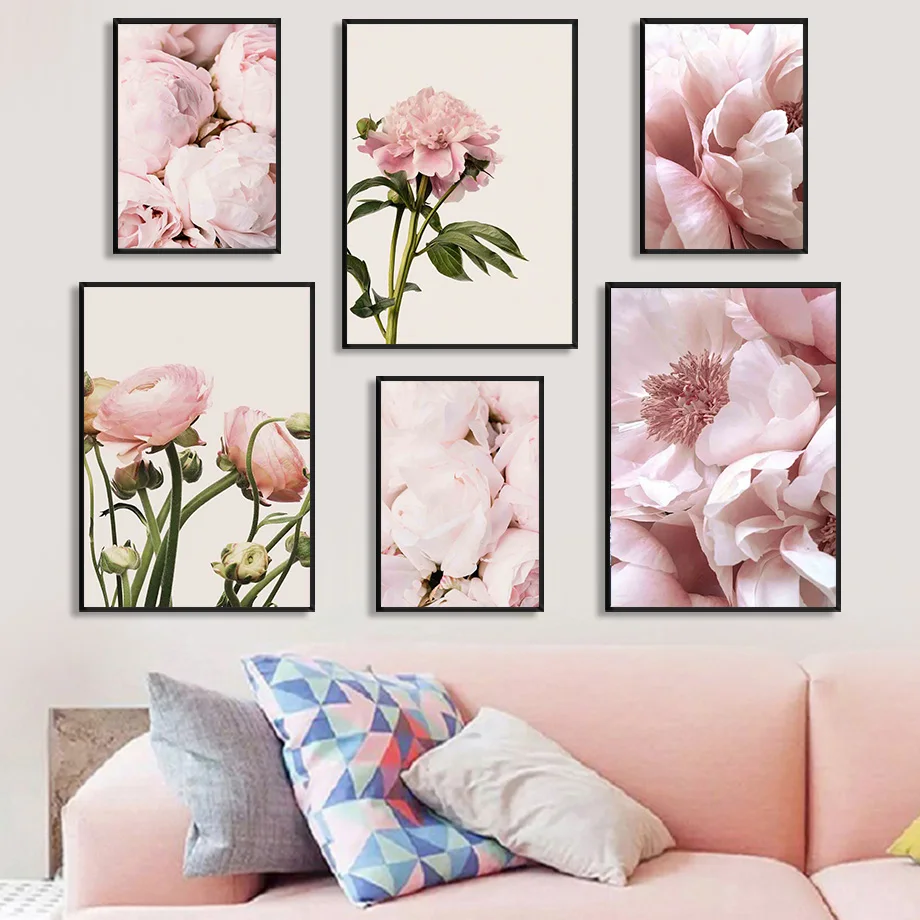 

Paris Pink Rose Flowers Retro Fashion Petals Wall Art Canvas Painting Nordic Posters And Prints Wall Pictures Living Room Decor