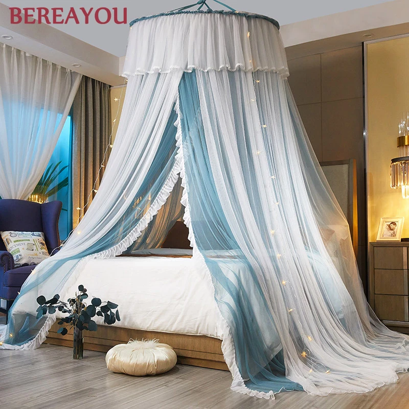 Круглая двухслойная трикотажная москитная сетка принцессы для кровати балдахин