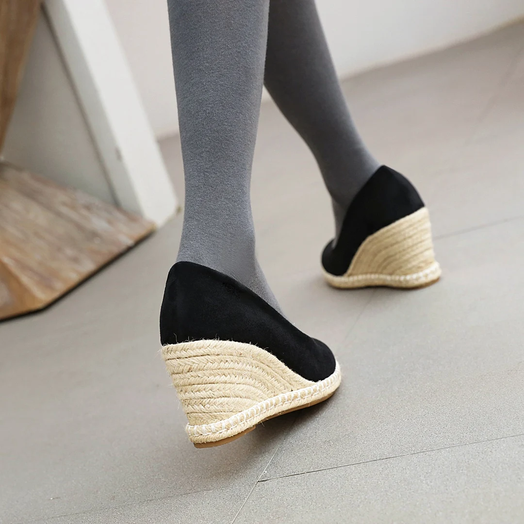 

WETKISS 2021 New Woman Pumps Slip on Wedge Heels Fashion Ladies Espadrilles Platform Summer Shoes Cozy Footwear Big Size 43