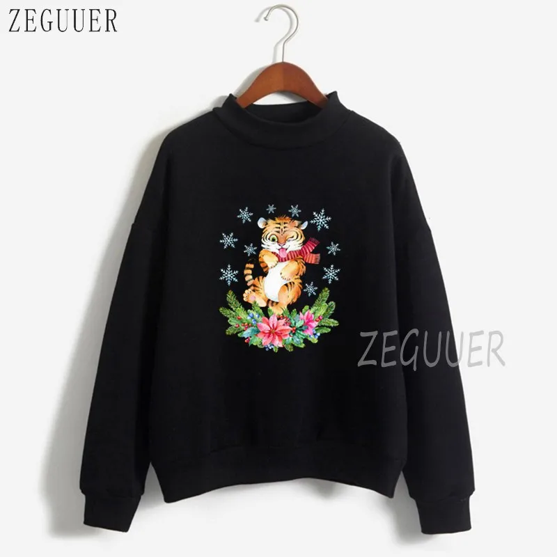 

New Year Symbol 2022 Christmas Tiger Pullover Women's Gothic Clothing Fall Clothes for Women Women's Tracksuit Tops for Girls