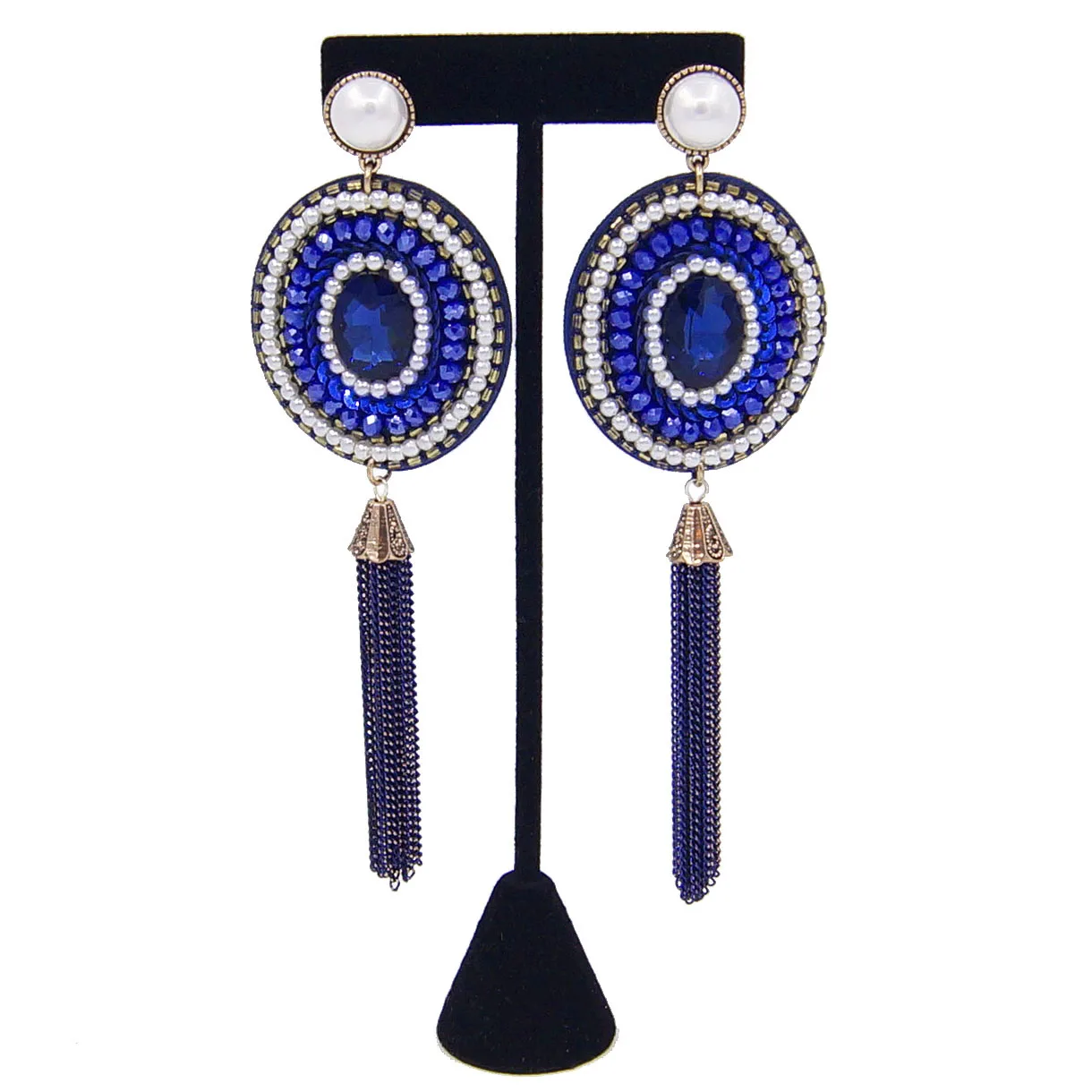 

Yulaili Top Quality Imitation Pearl Long Geometric Rhinestone Circle Earrings for Women Party Wedding Accessories Free Shipping