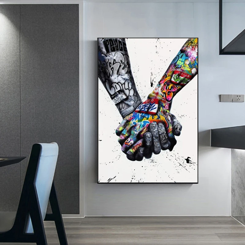 

✅Street Graffiti Art Canvas Painting Lover Hands Art Wall Posters and Prints Inspiration Artwork Picture for Living Room Decor