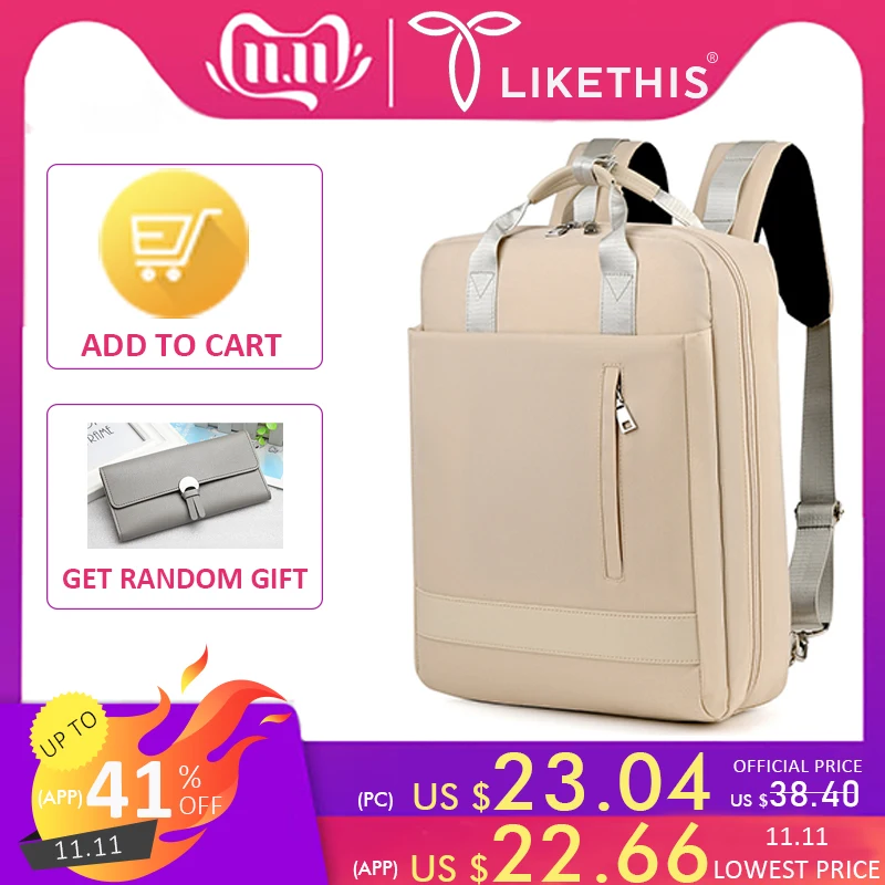 

LIKETHIS Women Bag School Backpack USB Interface Mummy Bag Large Capacity Multifunction Travel Fashion Women Mochila Waterproof