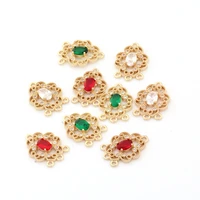 new fashion design gold color plated brass hollow flowers charms pendants connector high quality diy jewelry accessories