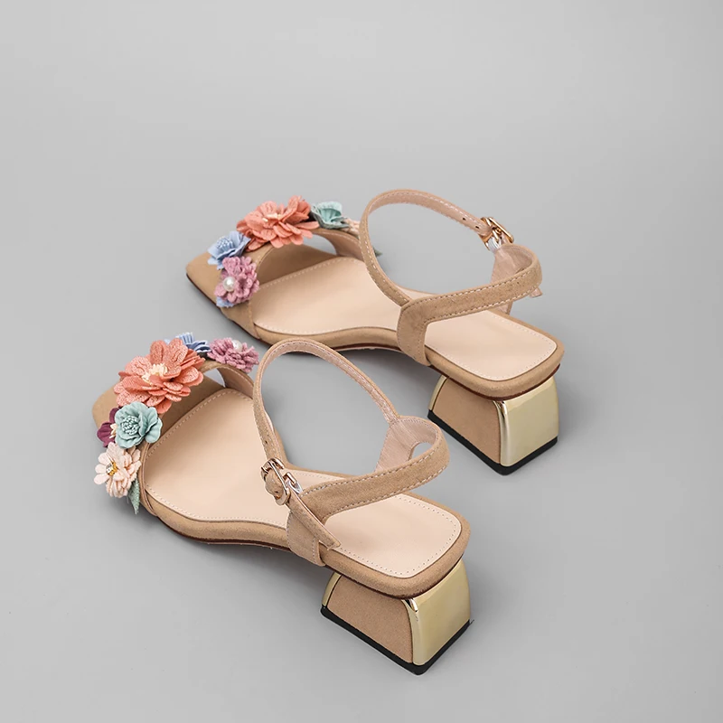 Сандалии женские на высоком каблуке Босоножки с открытым носком одной пуговице