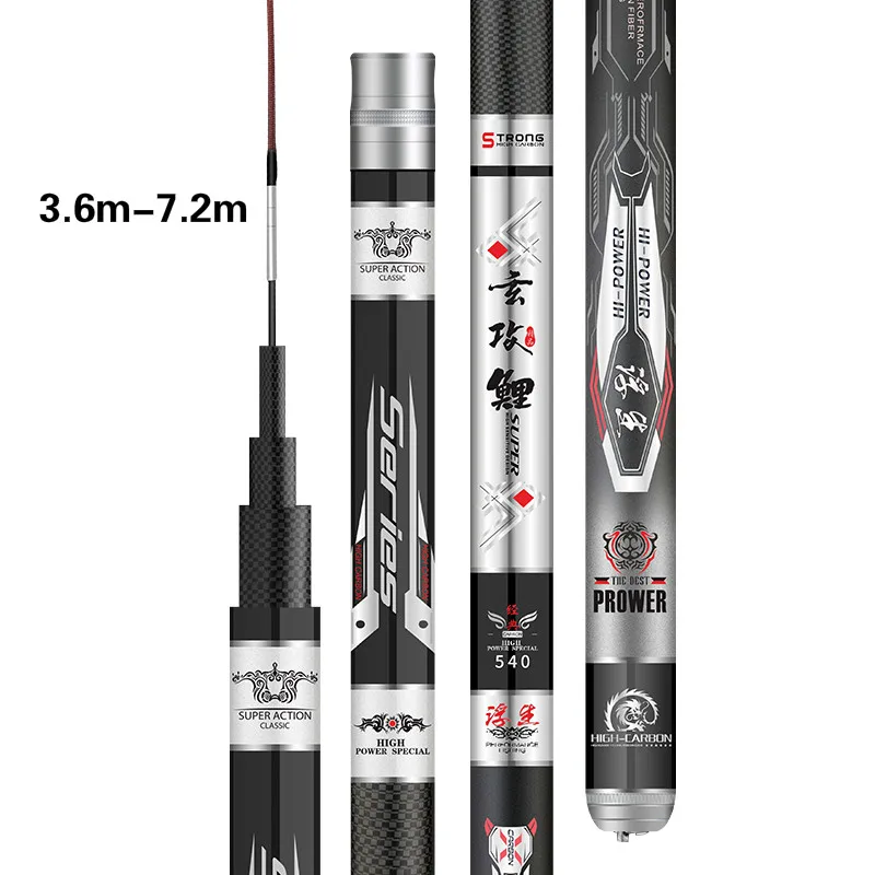 Carbon 3.6m-7.2m Taiwan Fishing Rod Ultra Light Super Hard Carp Fishing Olta 28 Tonalty Short Section Hand Pole De Pesca enlarge