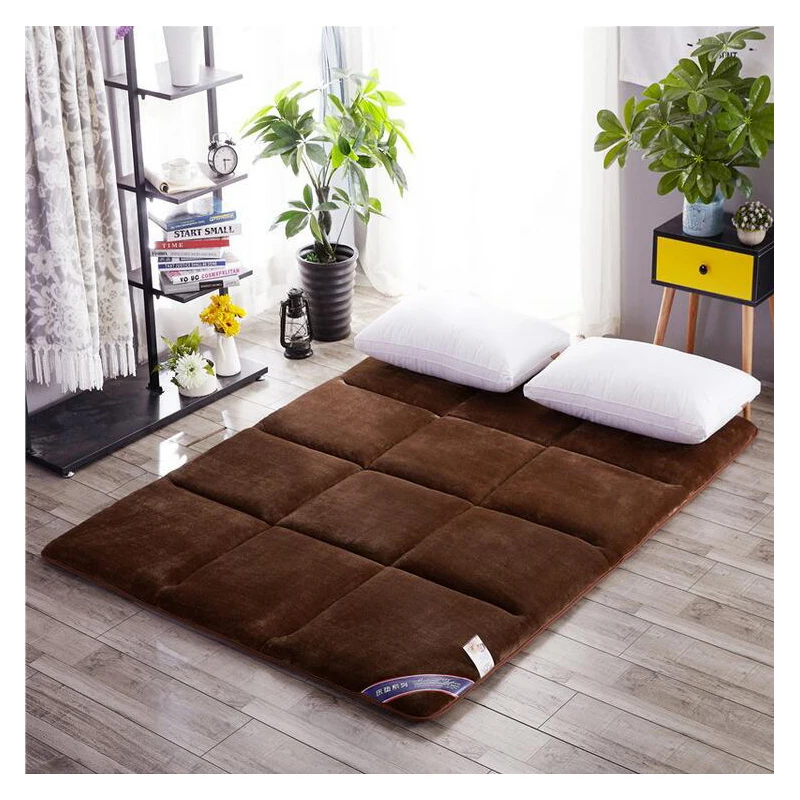 

Folding Mattress Sleeping Bed Mat Non-slip Bedding Protection Pad Hotel Summer Soft Flannel Plus Material Floor Cushion Tatami