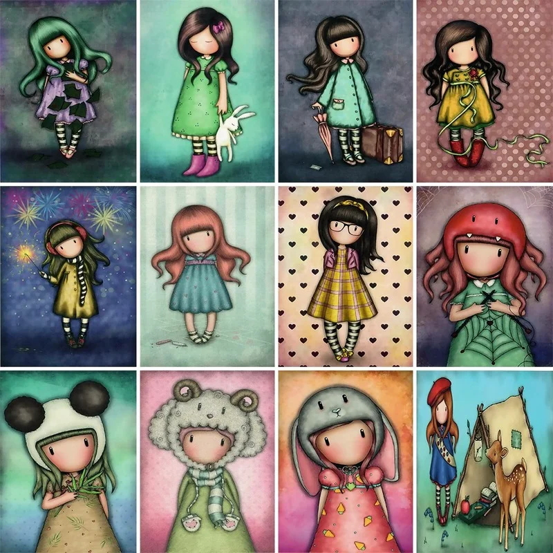 

DIY Diamond Painting Cartoon Girl Picture Full Drill Square Round Diamond Embroidery Cross Stitch Gift Kits wall Home Decor